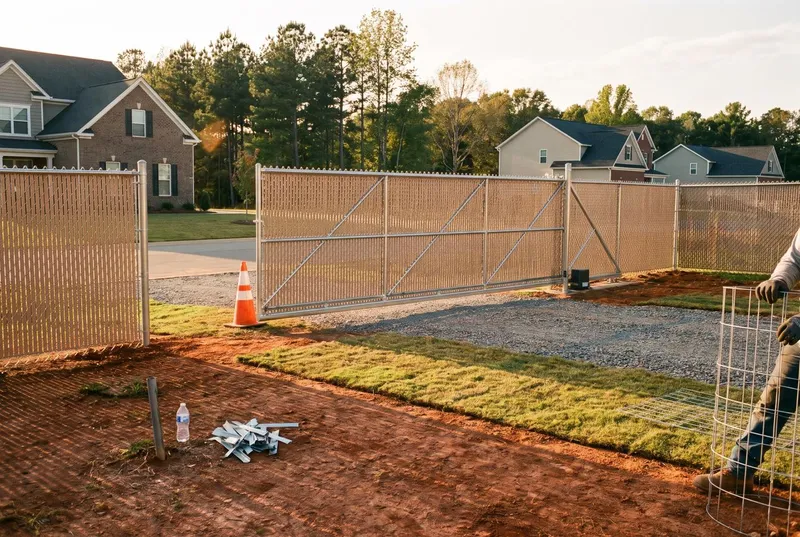 Commercial chain link fence with privacy slats in Indian Trail (sample photo)