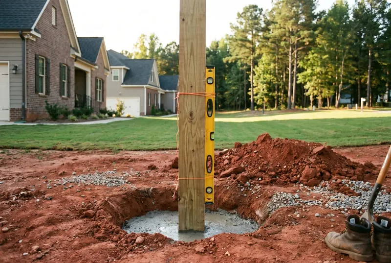 New 6x6 post in a concrete footing (sample photo)