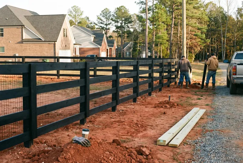 Four-board horse fence with no-climb wire in Unionville (sample photo)