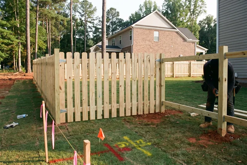 Survey pin and string line on a new lot (sample photo)